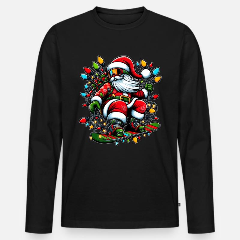 Weihnachtsmann Snowboarding Snowboard Snowboarder - Männer Premium Bio Langarmshirt - Schwarz