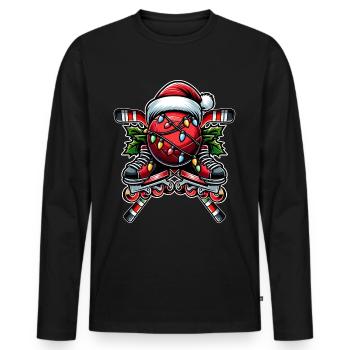 Street Hockey Inline Hockey Hockey Stick Ball - Men's Premium Organic Long Sleeve Shirt - black - Front - Nico (187cm)