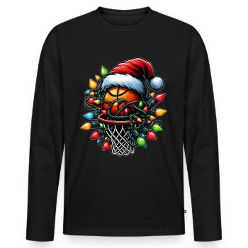 Basketball Streetball Christmas Hat Xmas - Men's Premium Organic Long Sleeve Shirt - black - Front - Nico (187cm)