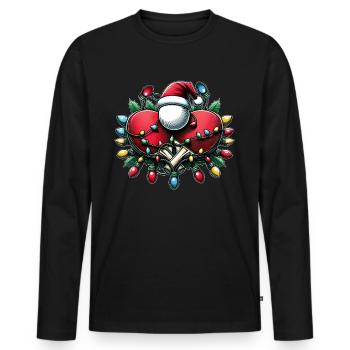 Tennis de table Joueur de ping-pong Père Noël - T-shirt manches longues Premium bio Homme - noir - Devant - Nico (187cm)