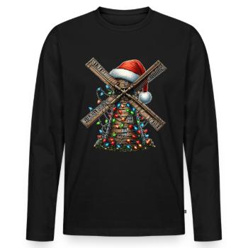 Windmühle Windkraft Weihnachtsmütze Xmas - Männer Premium Bio Langarmshirt - Schwarz - Vorne - Nico (187cm)