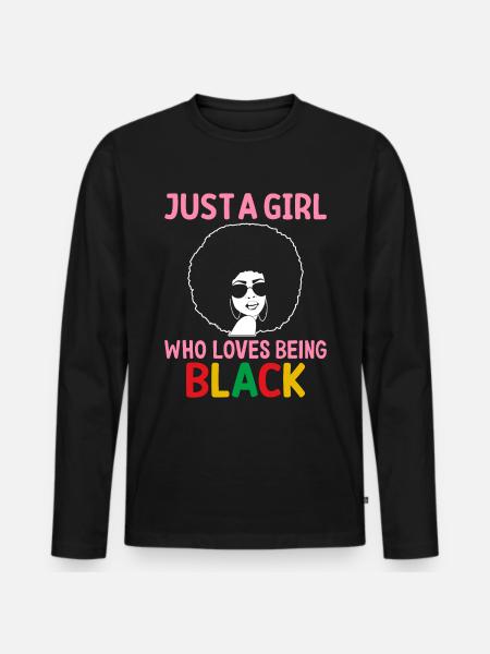 Sort Historie Måned Afrikansk pige li - Premium økologisk langærmet T-shirt til mænd - sort