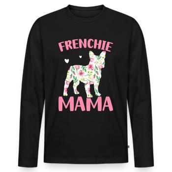 Bulldog Lover Français Chien Mama Frenchie - T-shirt manches longues Premium bio Homme - noir - Devant - Nico (187cm)