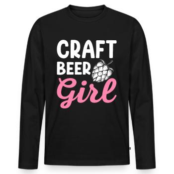 Bière artisanale fille drôle maison brasserie houblon brasseur - T-shirt manches longues Premium bio Homme - noir - Devant - Nico (187cm)