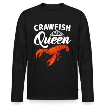 Reine de la langouste cuisinant des écrevisses fruits de mer - T-shirt manches longues Premium bio Homme - noir - Devant - Nico (187cm)