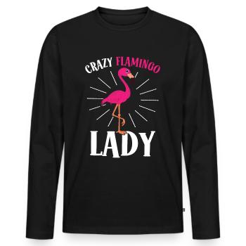 Crazy Flamingo Lady Crazy Lady - Men's Premium Organic Long Sleeve Shirt - black - Front - Nico (187cm)