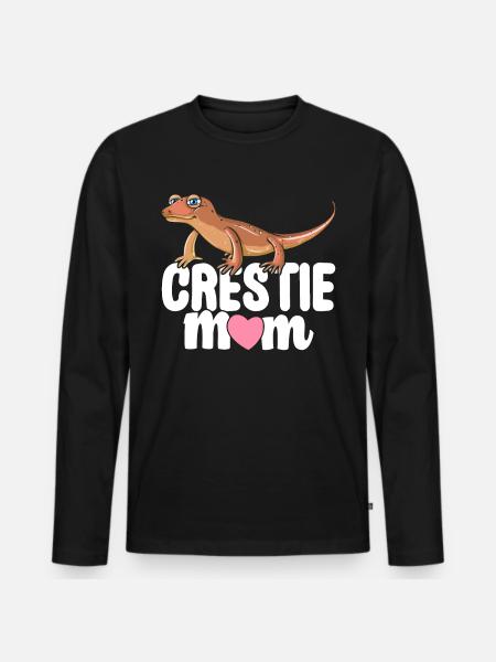 Crestie Mom Crested Gecko Lizard - Men's Premium Organic Long Sleeve Shirt - black