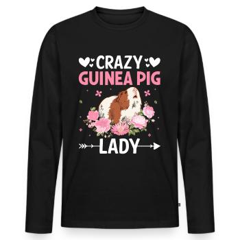 Verrückte Meerschweinchen-Dame - Männer Premium Bio Langarmshirt - Schwarz - Vorne - Nico (187cm)