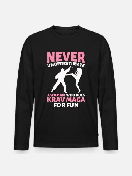 Frau, die Krav Maga zum Spaß macht Krav Maga - Männer Premium Bio Langarmshirt - Schwarz