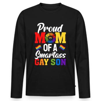 Stolze Mutter Klugscheißer schwuler Sohn LGBTQ - Männer Premium Bio Langarmshirt - Schwarz - Vorne - Nico (187cm)