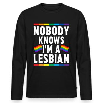 Niemand weiß, dass ich eine Lesbe bin LGBTQ - Männer Premium Bio Langarmshirt - Schwarz - Vorne - Nico (187cm)