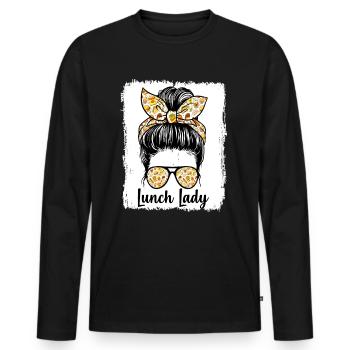 Lunch Woman Cafeteria Employee - Men's Premium Organic Long Sleeve Shirt - black - Front - Nico (187cm)