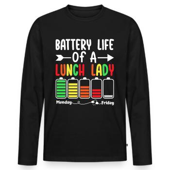 Autonomie de la batterie d’un employé dans le - T-shirt manches longues Premium bio Homme - noir - Devant - Nico (187cm)