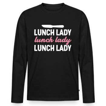 Lunch Woman Cafeteria Employee - Men's Premium Organic Long Sleeve Shirt - black - Front - Nico (187cm)