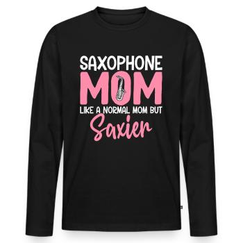 Saxophon Mama Aber Saxier Saxophonist Saxophonist - Männer Premium Bio Langarmshirt - Schwarz - Vorne - Nico (187cm)