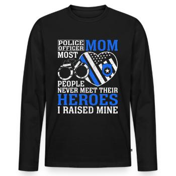 Policier Maman Héros J’ai élevé la mine Application de la loi - T-shirt manches longues Premium bio Homme - noir - Devant - Nico (187cm)