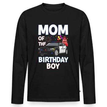 Mom Birthday Boy Policeman Law Enforcement - Men's Premium Organic Long Sleeve Shirt - black - Front - Nico (187cm)