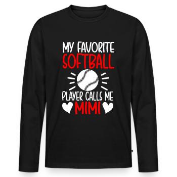 Ma joueuse de softball préférée m’appelle Mimi - T-shirt manches longues Premium bio Homme - noir - Devant - Nico (187cm)