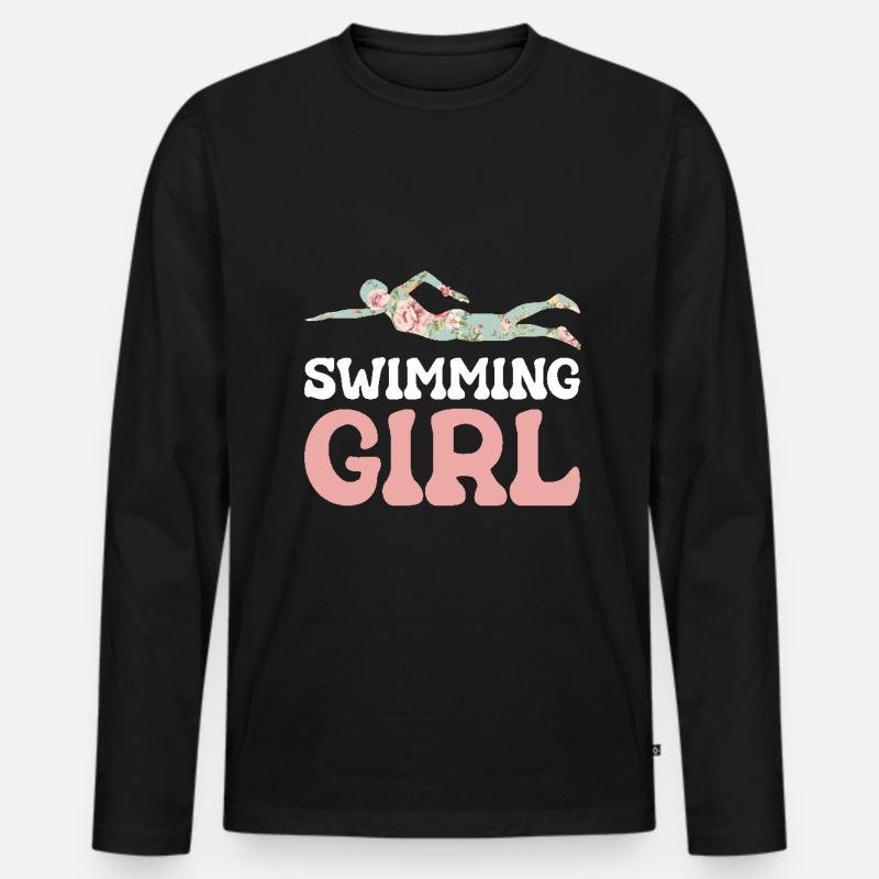 Schwimmen Mädchen Meer Schwimmer - Männer Premium Bio Langarmshirt - Schwarz