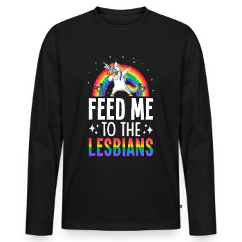 Nourris-moi aux lesbiennes Fierté lesbienne LGBTQ - T-shirt manches longues Premium bio Homme - noir - Devant - Nico (187cm)