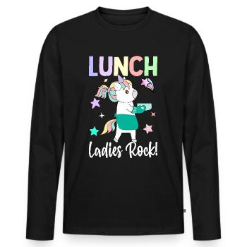 Lunch ladies rock! Lunch Lady Cafeteria Crew - Men's Premium Organic Long Sleeve Shirt - black - Front - Nico (187cm)