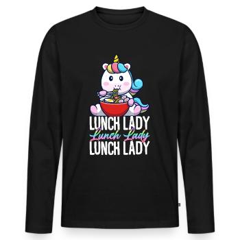 Lunch Lady Cafeteria Crew Design for - Men's Premium Organic Long Sleeve Shirt - black - Front - Nico (187cm)
