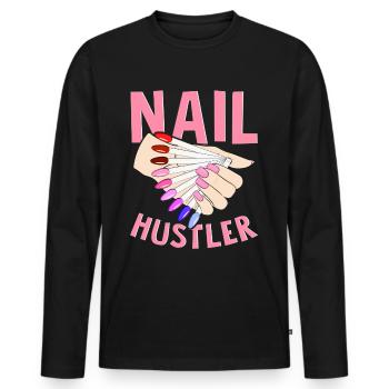 Nageltechniker Nail Artist Nail Tech - Männer Premium Bio Langarmshirt - Schwarz - Vorne - Nico (187cm)