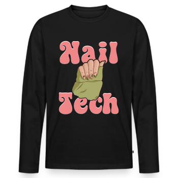 Nail Tech Nail Technician Nail Artist Nail Tech - Männer Premium Bio Langarmshirt - Schwarz - Vorne - Nico (187cm)