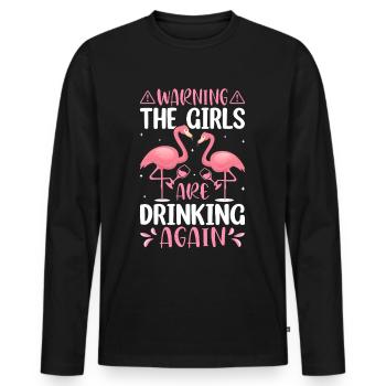 Wine Drinking Drinker Wine Glass Girl Drinking - Men's Premium Organic Long Sleeve Shirt - black - Front - Nico (187cm)