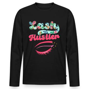 Last Hustler Eyelash Artist Eyelash Lover - Men's Premium Organic Long Sleeve Shirt - black - Front - Nico (187cm)