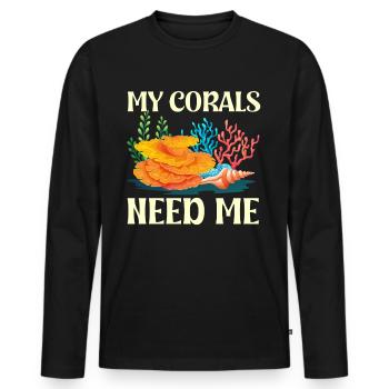 coral reef coral aquarium aquarist mine - Men's Premium Organic Long Sleeve Shirt - black - Front - Nico (187cm)