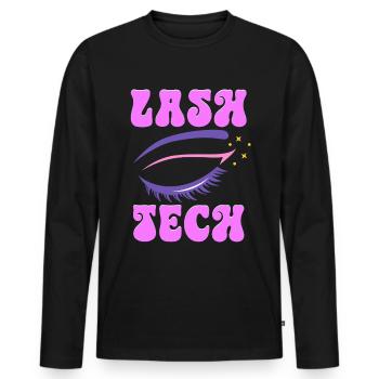 Artiste cils Lash Tech - T-shirt manches longues Premium bio Homme - noir - Devant - Nico (187cm)