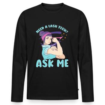 Artiste de cils Amateur de cils a besoin de vous - T-shirt manches longues Premium bio Homme - noir - Devant - Nico (187cm)