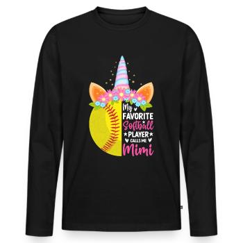 My favorite softball player calls me Mimi - Men's Premium Organic Long Sleeve Shirt - black - Front - Nico (187cm)
