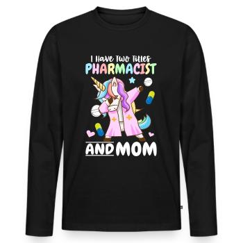 Pharmacist and mother Pharmacist Pharmacist - Men's Premium Organic Long Sleeve Shirt - black - Front - Nico (187cm)