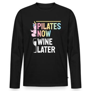 Pilates Now Wine Later Professeur de Pilates - T-shirt manches longues Premium bio Homme - noir - Devant - Nico (187cm)