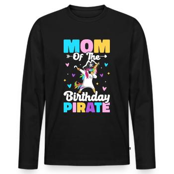 Mom of the Birthday Pirate Pirates Birthday Pirate - Men's Premium Organic Long Sleeve Shirt - black - Front - Nico (187cm)