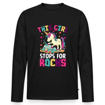 Girl Stops For Rocks Rock Collector Geologist - Men's Premium Organic Long Sleeve Shirt - black - Front - Nico (187cm)