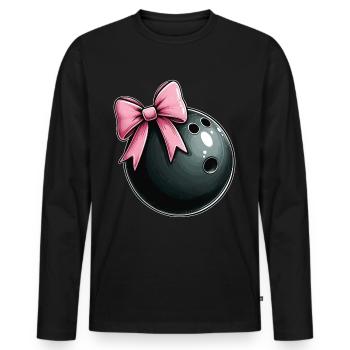 Coquette Bowling Bowling Bowler Team Pink Ribbon - Men's Premium Organic Long Sleeve Shirt - black - Front - Nico (187cm)