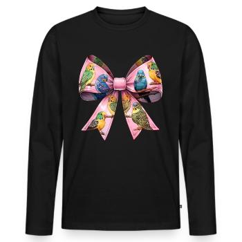 Coquette Cockatiel Perruche Perroquet - T-shirt manches longues Premium bio Homme - noir - Devant - Nico (187cm)