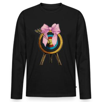 Coquette Bogen Bogenschießen Bogen und Pfeil - Männer Premium Bio Langarmshirt - Schwarz - Vorne - Nico (187cm)