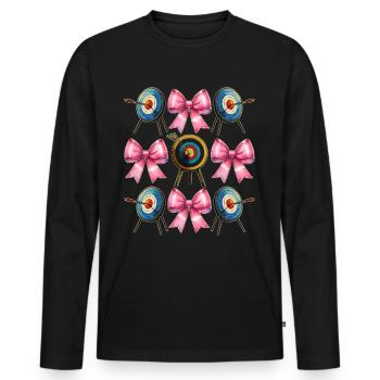 Coquette Bogen Bogenschießen Bogen und Pfeil - Männer Premium Bio Langarmshirt - Schwarz - Vorne - Nico (187cm)
