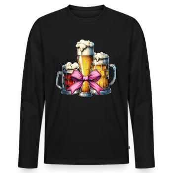 Coquette Bow Craft Beer Muttertags-Brauerei - Männer Premium Bio Langarmshirt - Schwarz - Vorne - Nico (187cm)