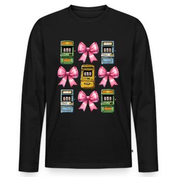 Coquette Bow Spielautomat Glücksspiel Gambler - Männer Premium Bio Langarmshirt - Schwarz - Vorne - Nico (187cm)