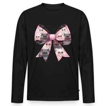 Coquette Bogen Perserkatze Mama Muster Rosa - Männer Premium Bio Langarmshirt - Schwarz - Vorne - Nico (187cm)