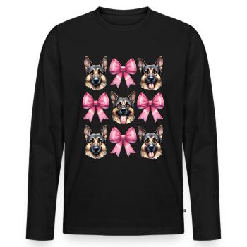 Coquette Bow German Shepherd Mom Pink Ribbon - Men's Premium Organic Long Sleeve Shirt - black - Front - Nico (187cm)