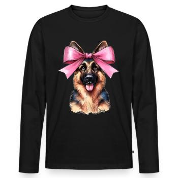 Coquette Bow German Shepherd Mom Pink Ribbon - Men's Premium Organic Long Sleeve Shirt - black - Front - Nico (187cm)