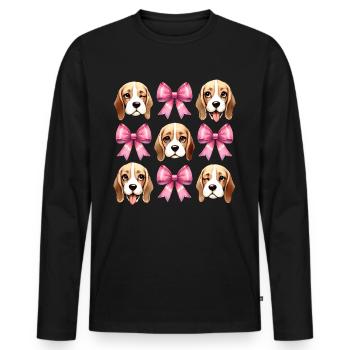 Coquette Bow Beagle Dog Mom Pink Ribbon - Men's Premium Organic Long Sleeve Shirt - black - Front - Nico (187cm)