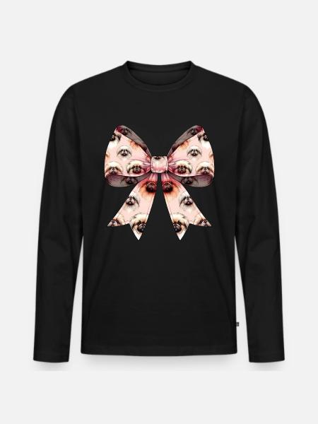 Coquette Schleife Pekingese Hundemutter Muster - Männer Premium Bio Langarmshirt - Schwarz