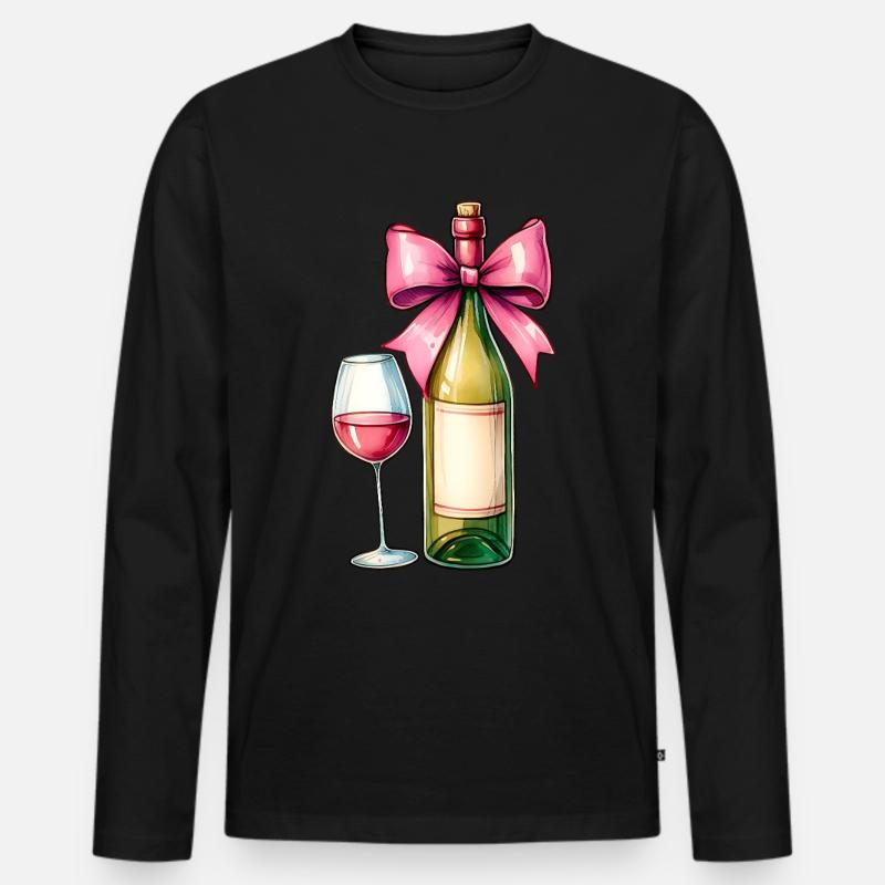 Coquette Bow Weintrinker Rosa - Männer Premium Bio Langarmshirt - Schwarz